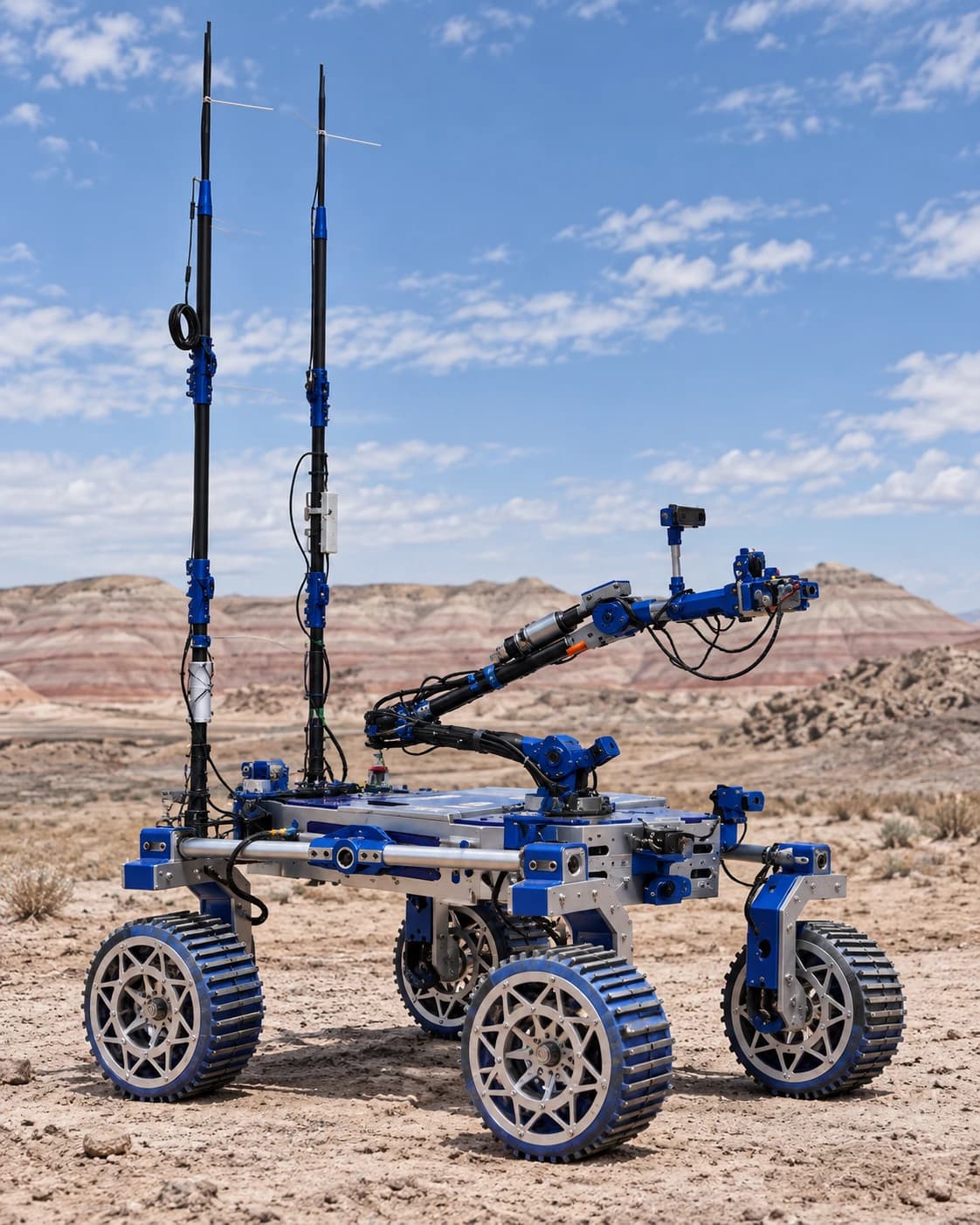 Rover de Quantum Robotics en terreno desértico